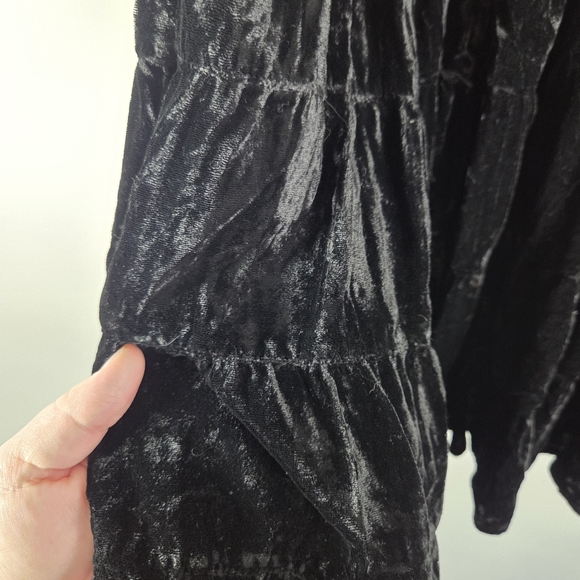 Apostrophe Elegant Black Crushed Velvet Whimsigoth Witchy Grunge A-Line Skirt - Picture 9 of 12